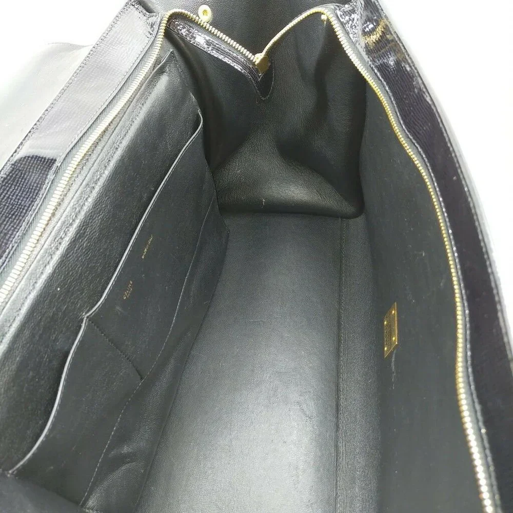 AUTHENTIC CELINE Hand Bag Black Enamel - Picture 8 of 11